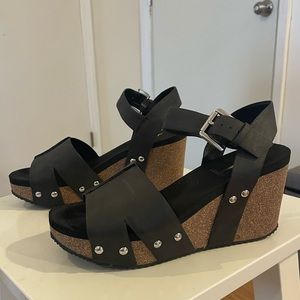 COPY - Size 6 Volatile Biloxi cork wedges.